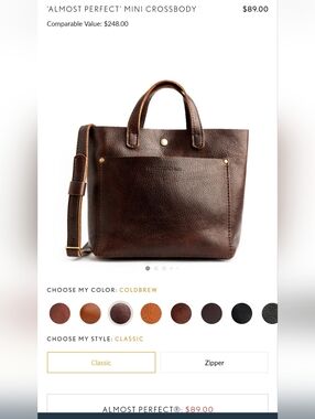 NWOT PLG Almost Perfect Mini Crossbody - Coldbrew